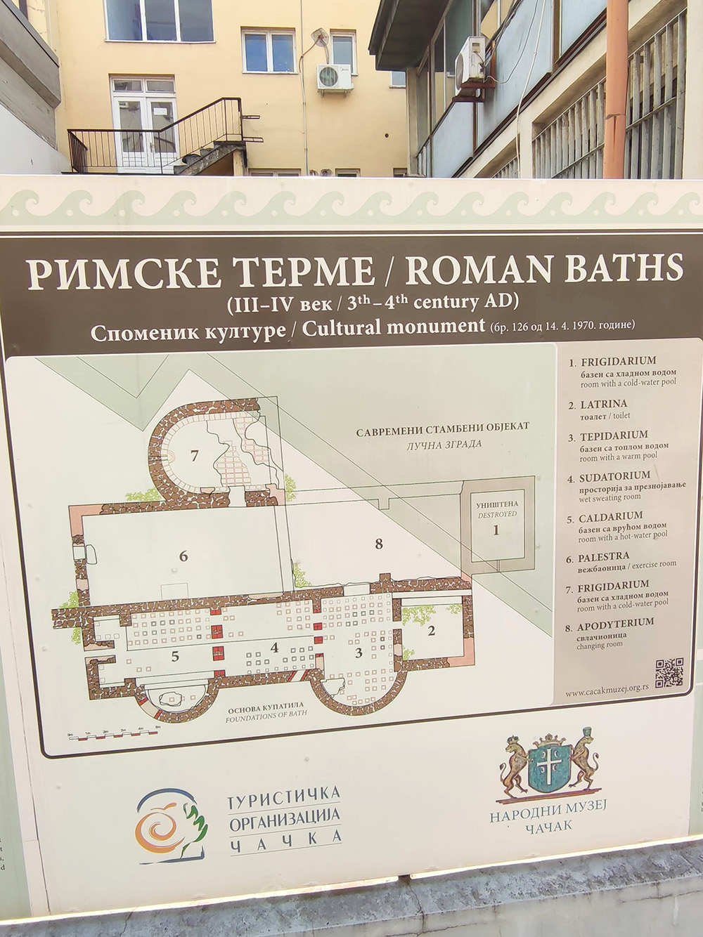 Rimske terme, Čačak, info-tabla